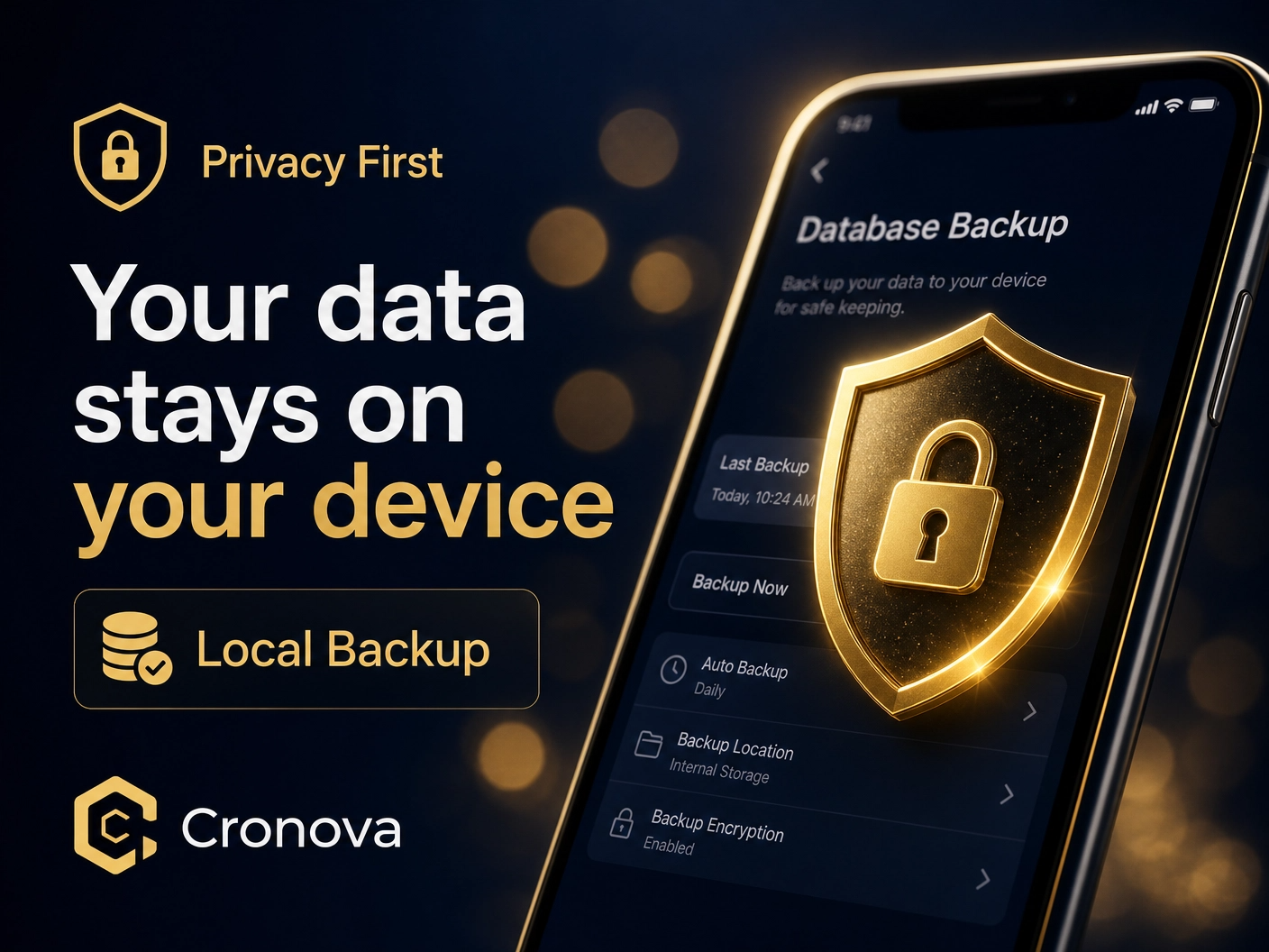 Cronova privacy and backup